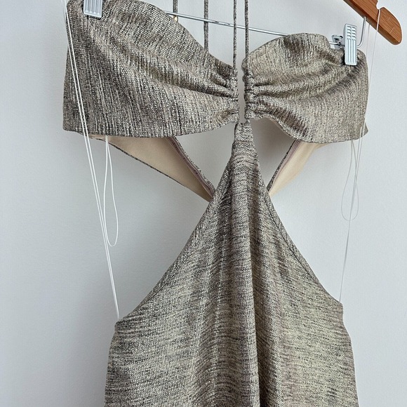 NEW Significant Other Maxi Dress Womens 10 Cut Out Halter Metallic Gown Chloe - Picture 4 of 10